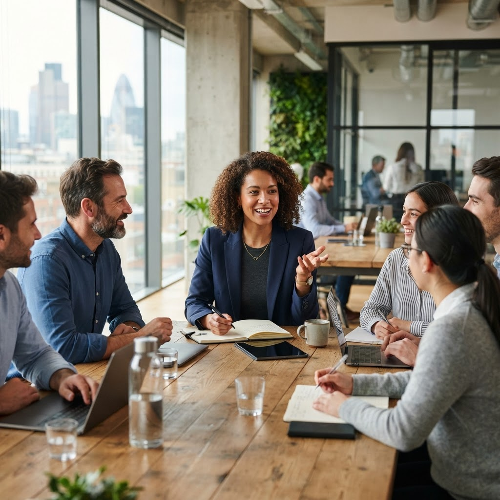 Professional in a meeting, confident and prepared