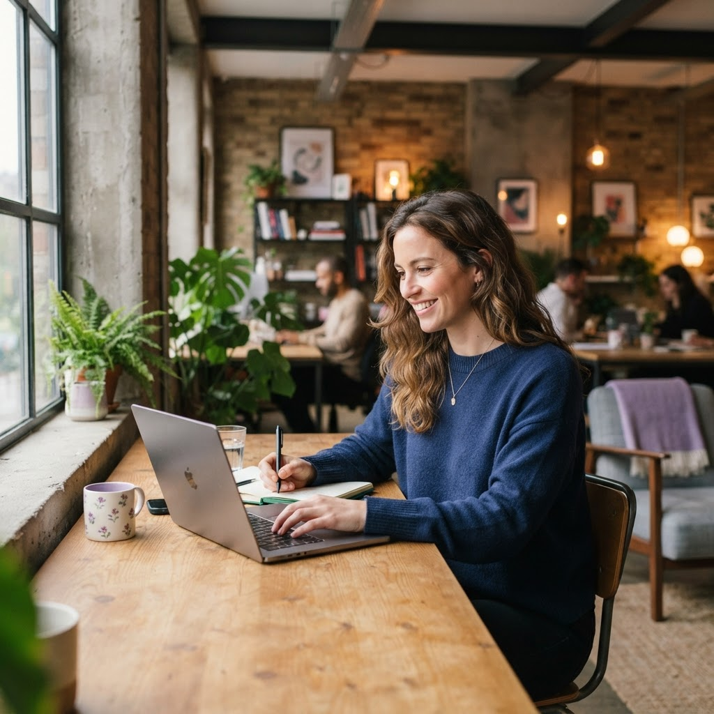 Freelancer working from a co-working space